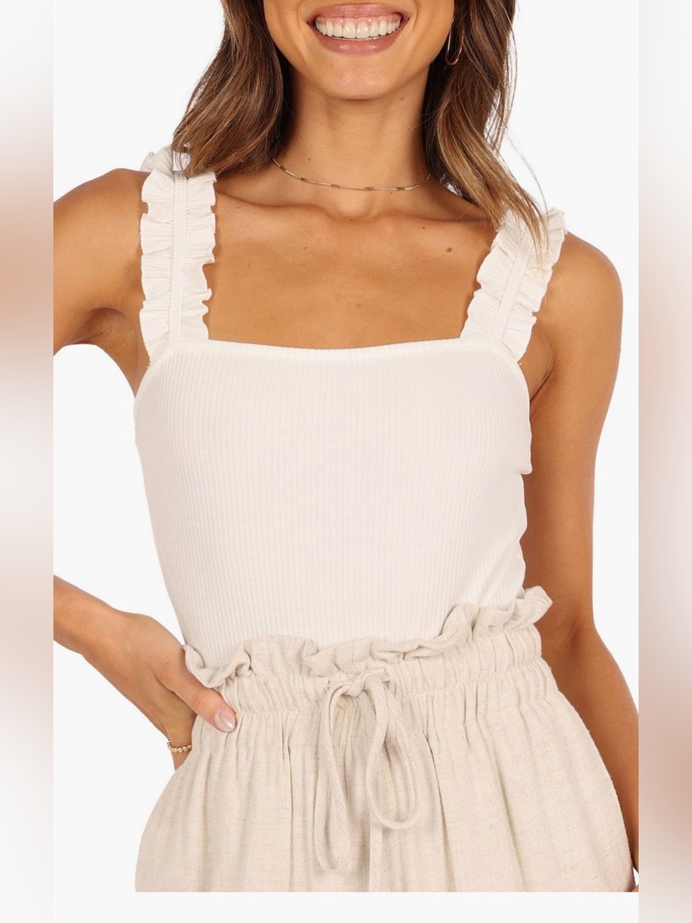 Petal & Pup Heidi Ruffle Strap Tank Bodysuit, Size S